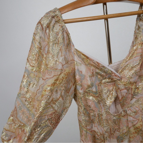 Anthropologie Ranna Gill Metallic Gold Paisley Jumpsuit Small - Picture 12 of 13